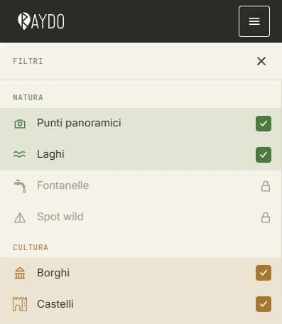 Filtra il tuo giro